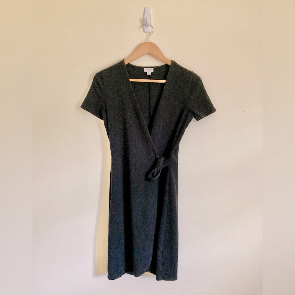 Women’s J Crew Black Textured Knit Wrap Dress